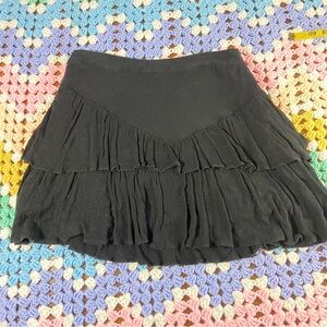 Superdown Black Tiered Mini Skirt Gauze Small S